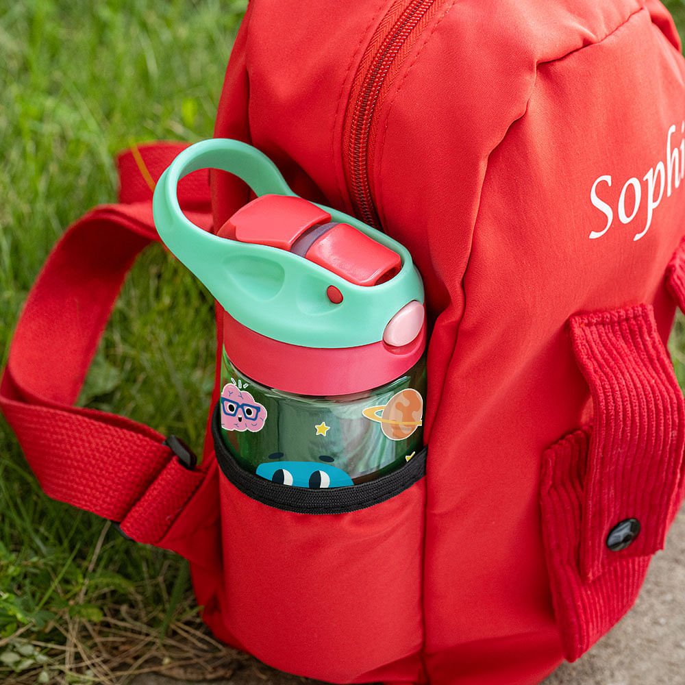 Create Their Own Adventure: Personalized Cartoon Photo Water Bottle for Kids! 16oz Spill-Proof Sipper with Handle & Straw - Perfect Birthday/Back-to-School Gift