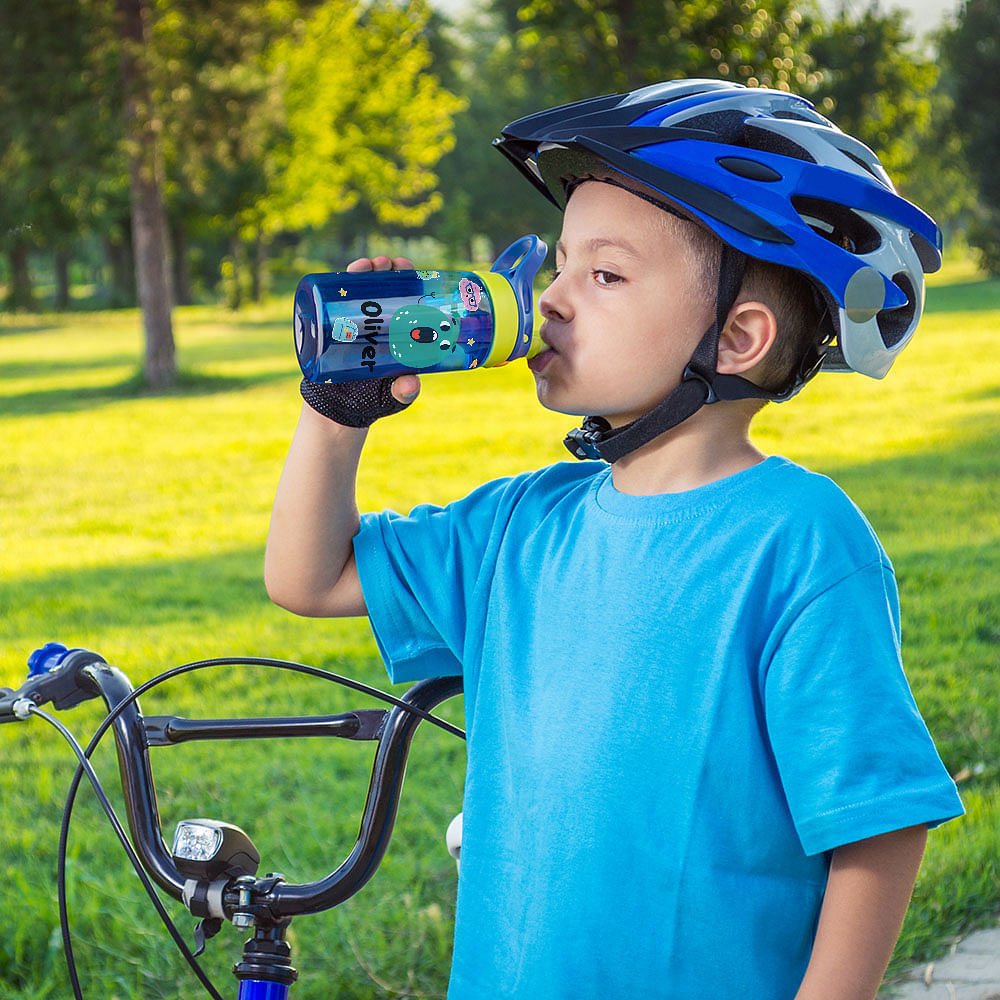 Create Their Own Adventure: Personalized Cartoon Photo Water Bottle for Kids! 16oz Spill-Proof Sipper with Handle & Straw - Perfect Birthday/Back-to-School Gift