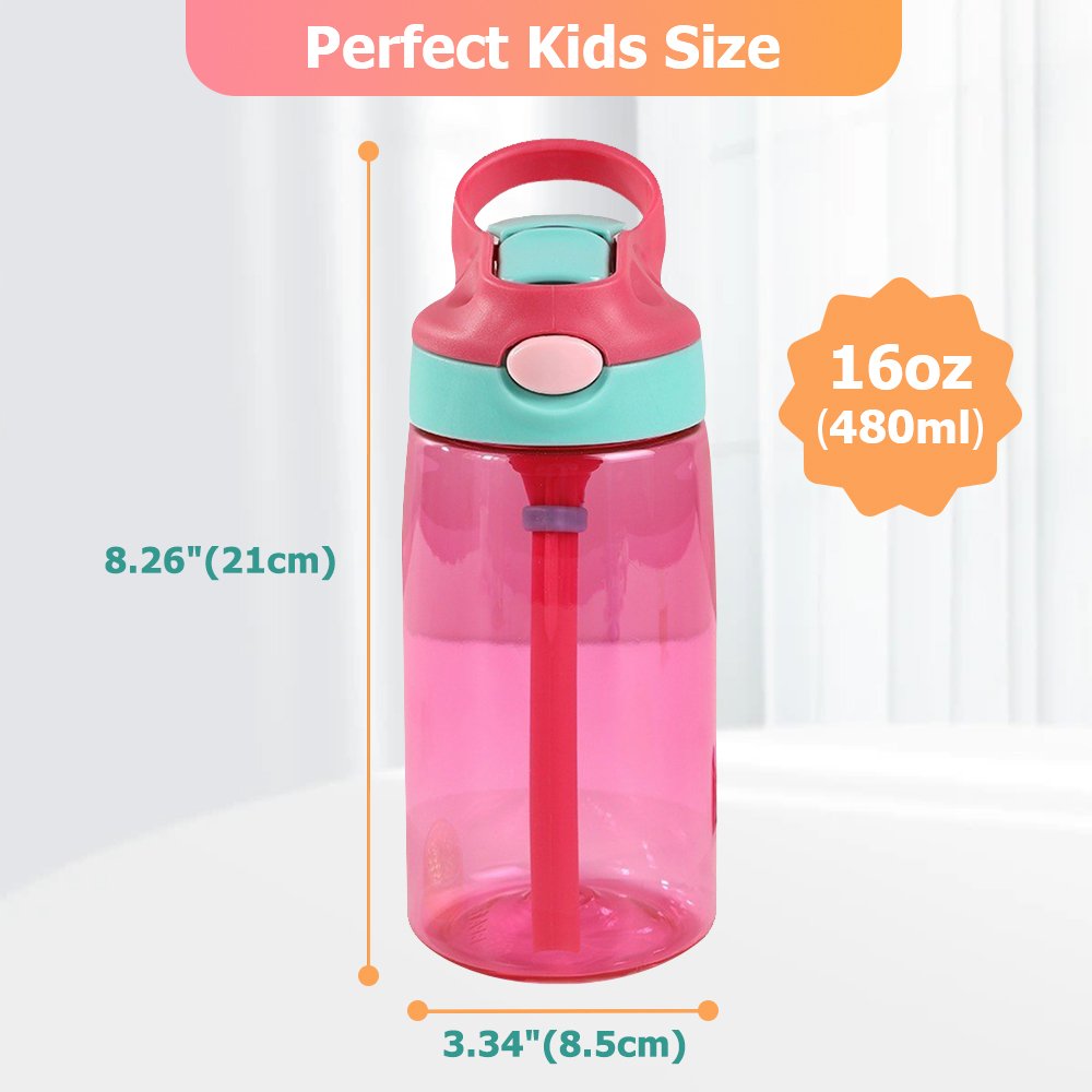 Create Their Own Adventure: Personalized Cartoon Photo Water Bottle for Kids! 16oz Spill-Proof Sipper with Handle & Straw - Perfect Birthday/Back-to-School Gift
