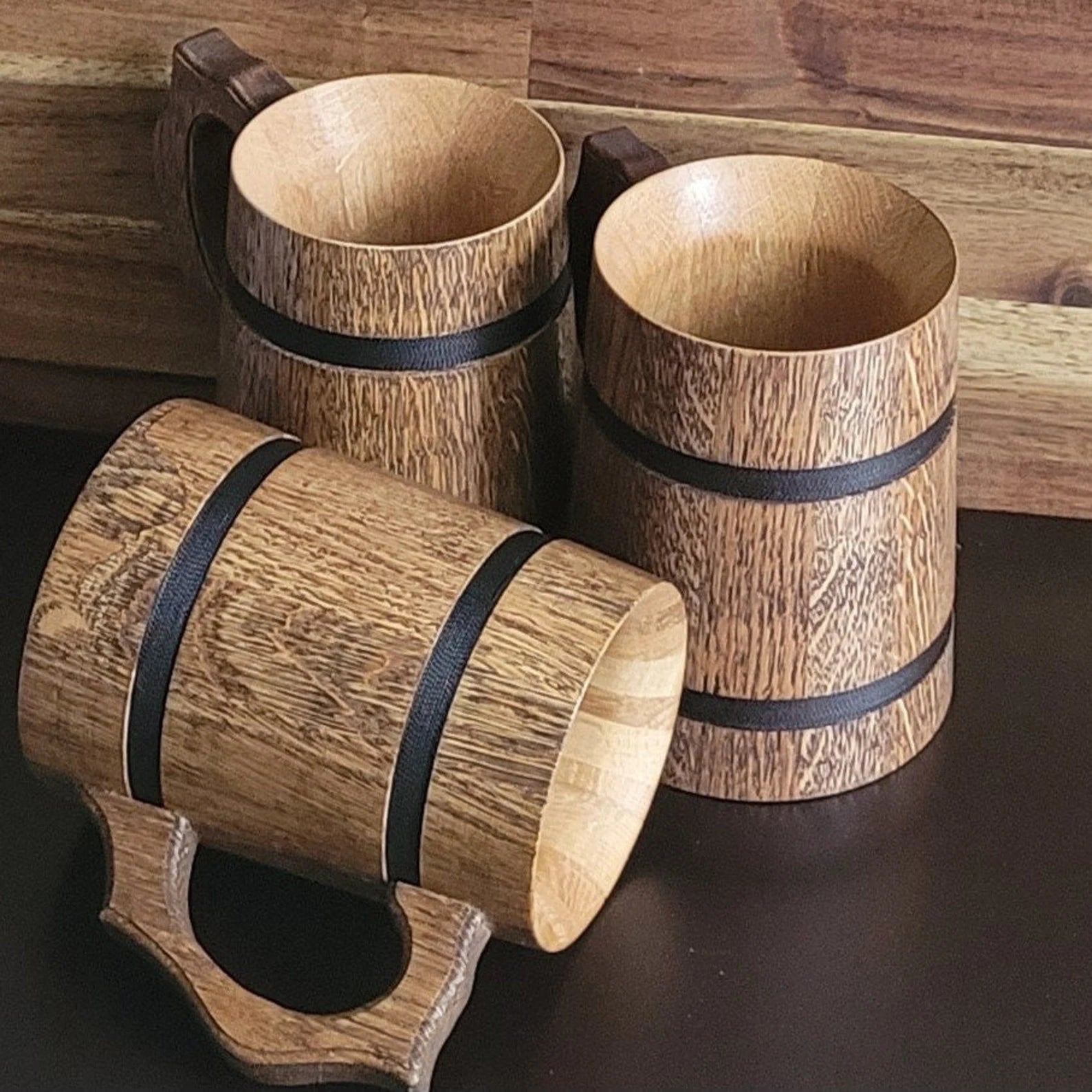 Engraved Wooden Mug – Rustic Tankard for Renaissance Fairs & Viking Style Dining